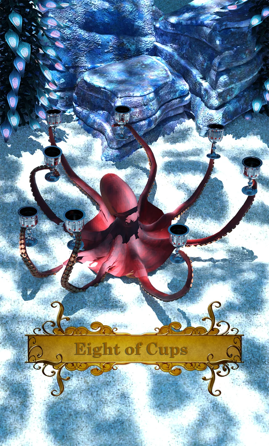 Eight of Cups from Brynna Morgan’s Steampunk Tarot
